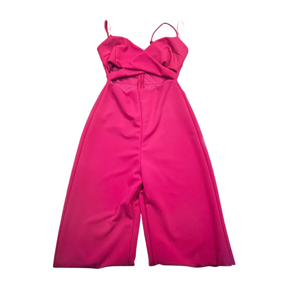 NEW Lulus Magenta Pink Cutout Wide Leg Jumpsuitβ Small Adjustable Straps Wedding